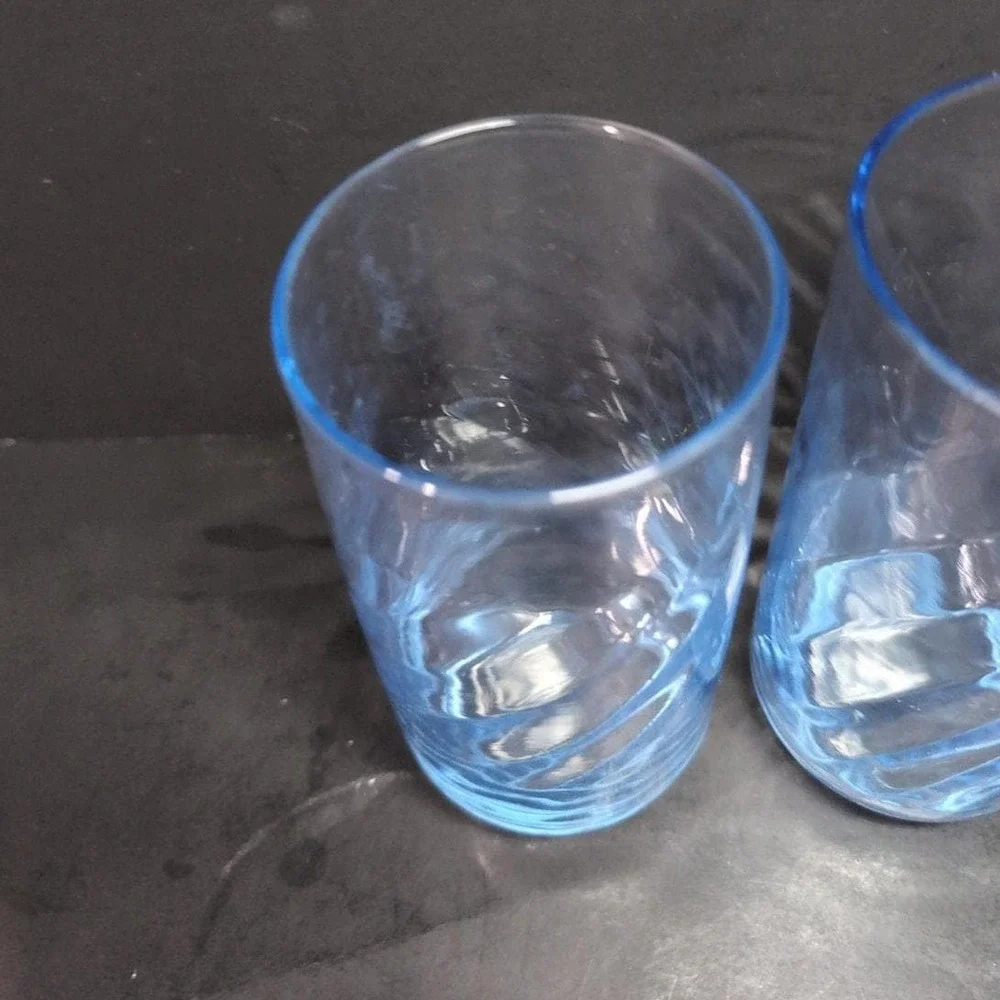 Libbey Optic Swirl Blue Coolers,‎ Set of 2, Vintage 16oz Tumblers, Drinkware
